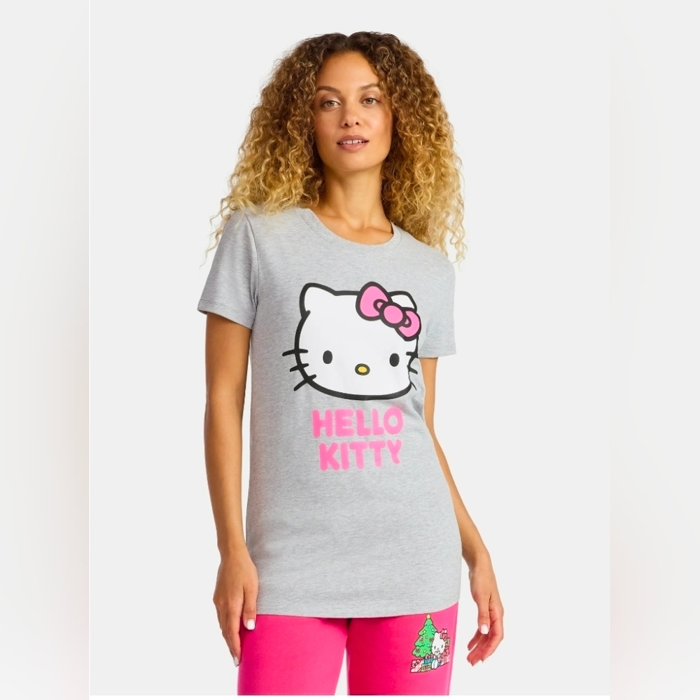 Maternity Sanrio Hello Kitty Gray and Pink Short Sleeve Tee